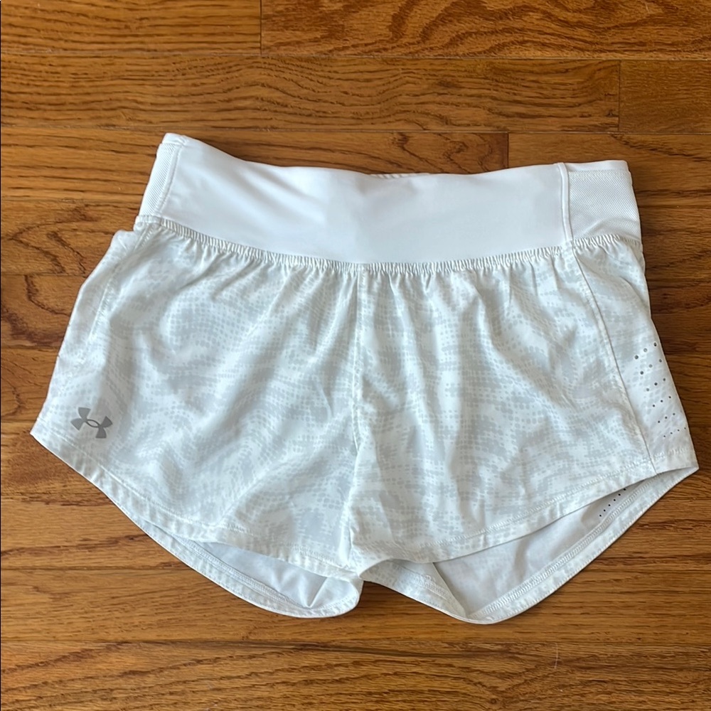 Under Armour White Women's Running Shorts with Logo